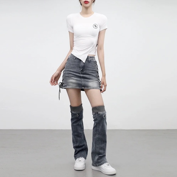 NONCODE Gray-blue denim mini skirt - Picture 3 of 4